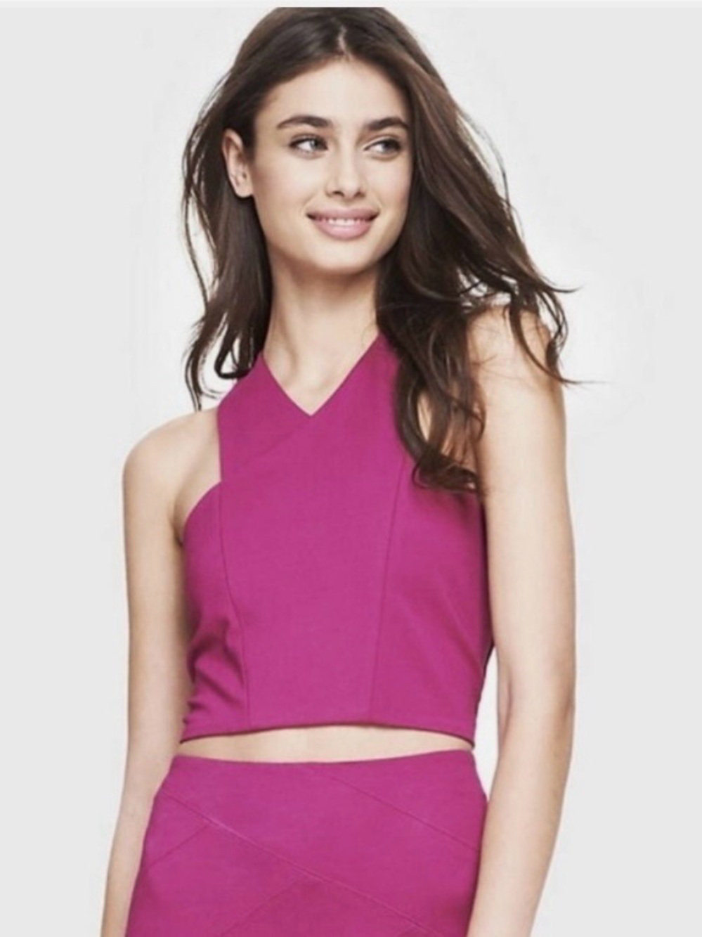 Express Fuchsia Halter-Back Bandeau Crop Top